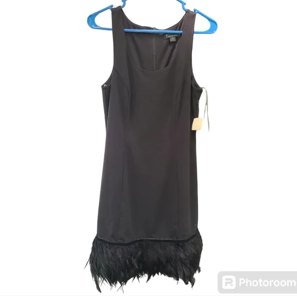 Twentyone Black Dress Feather Hem Sleeveless NWT Women's Size M‎ - Picture 8 of 8